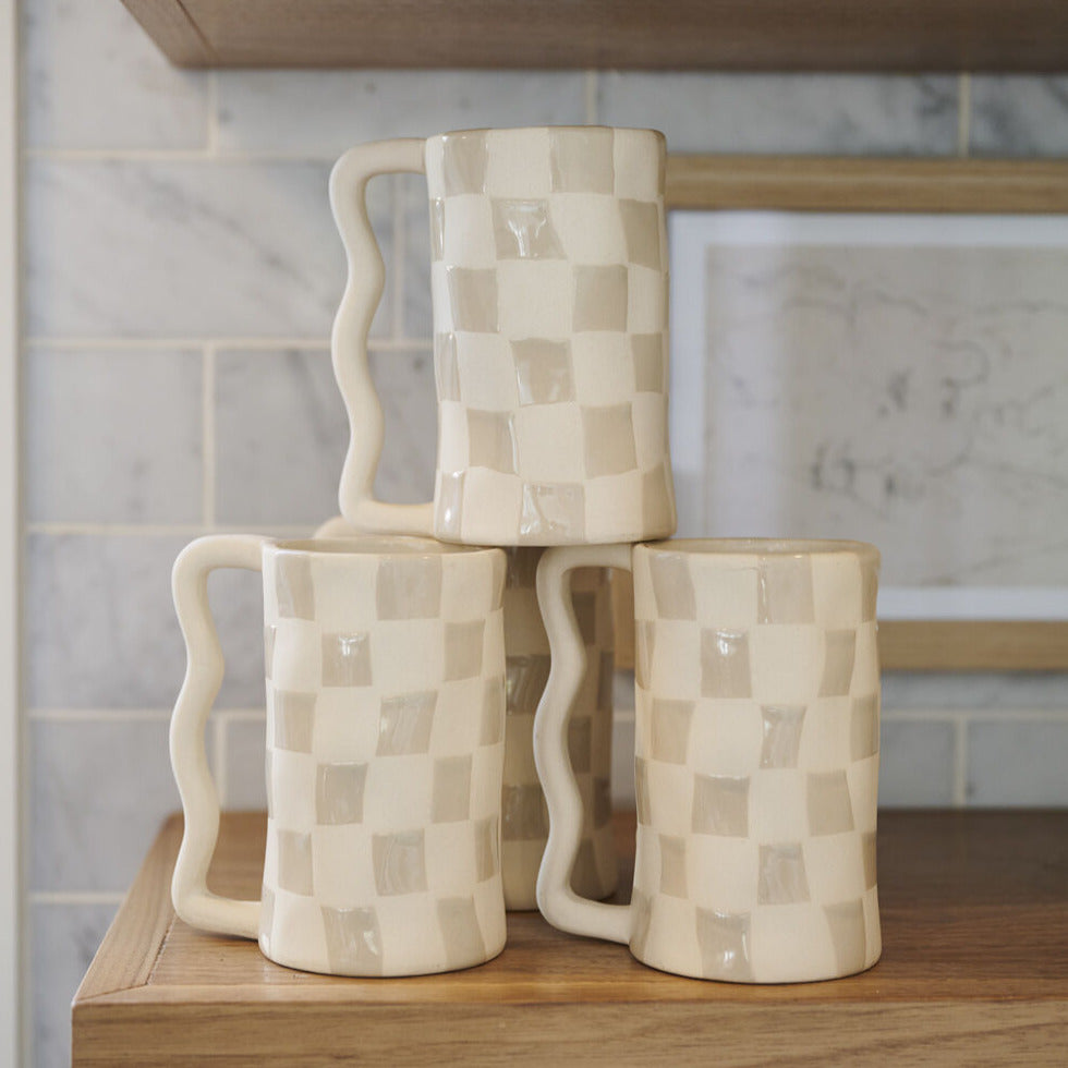 Natural Checkered Mug