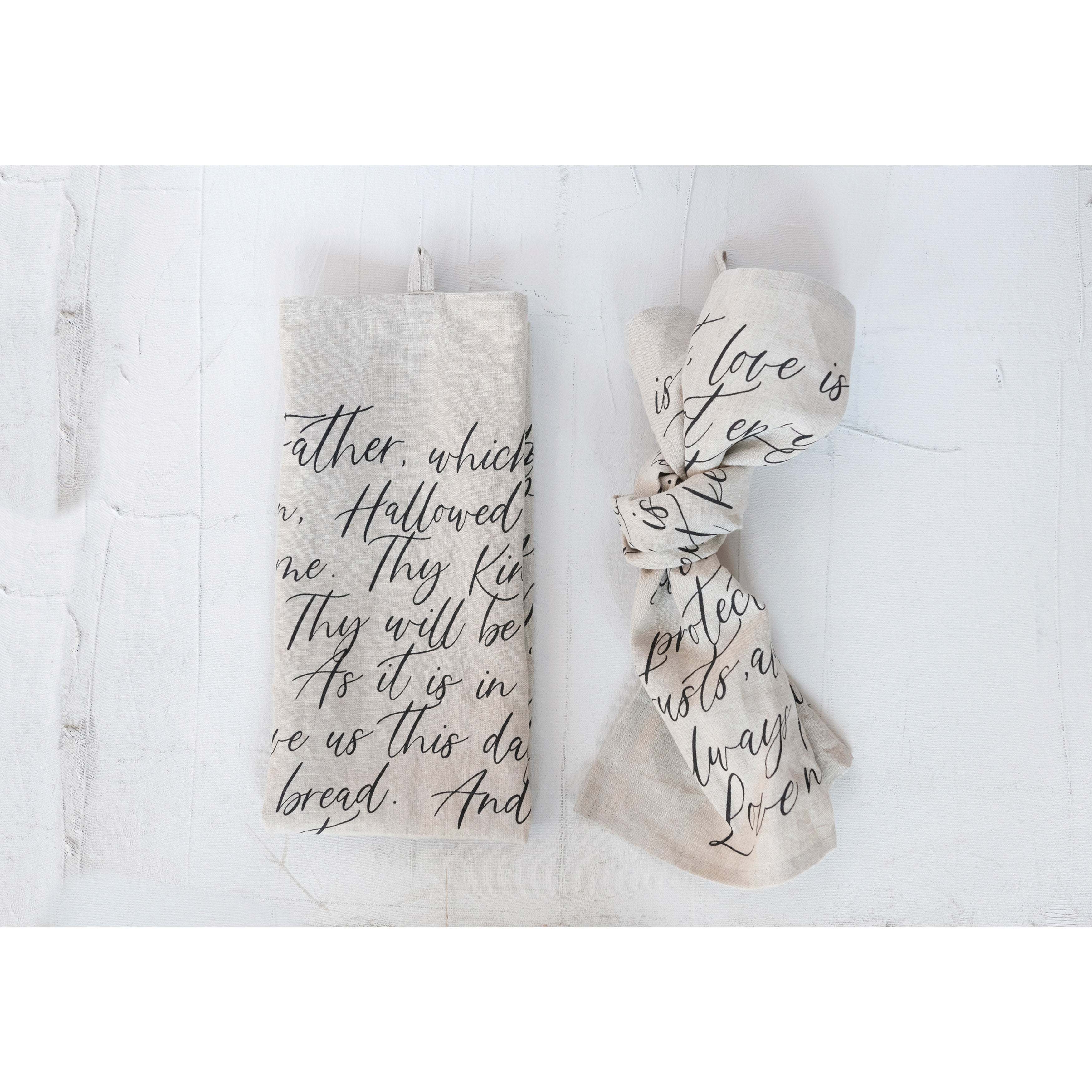 Linen "Love Is" Tea Towel