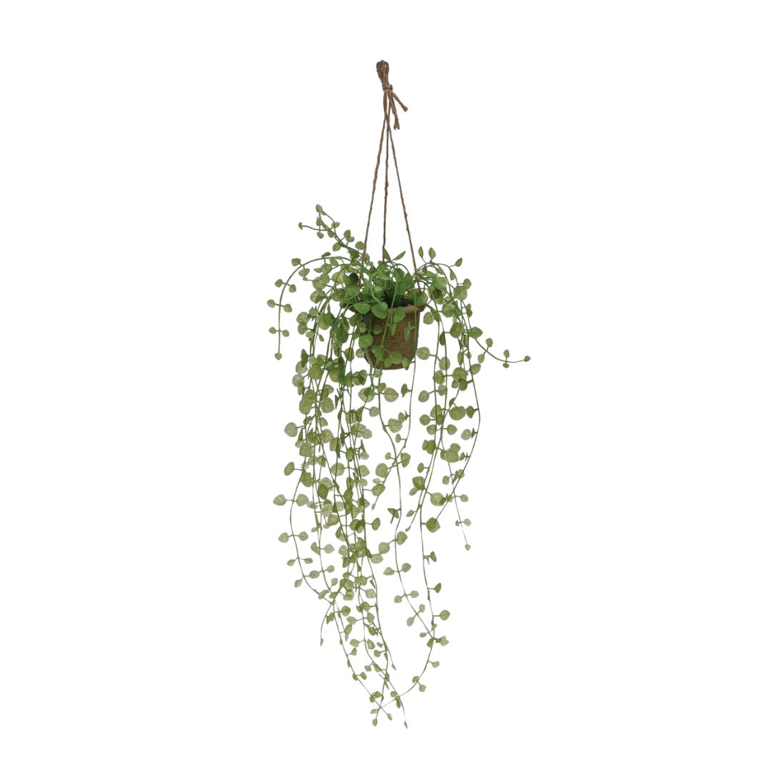 Hanging Faux Ivy/Succulent In Paper Pot