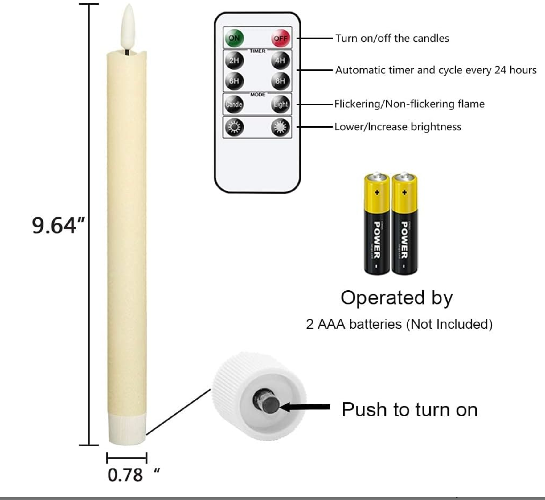 Flameless Taper Candle Set