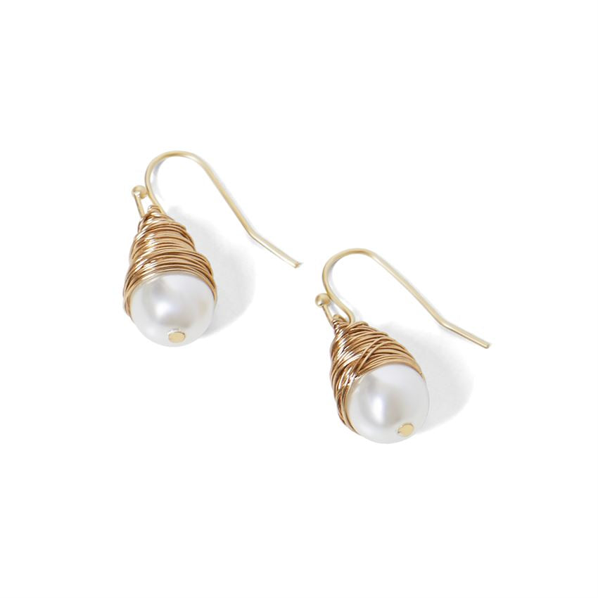 Wire Wrapped Pearl Earrings