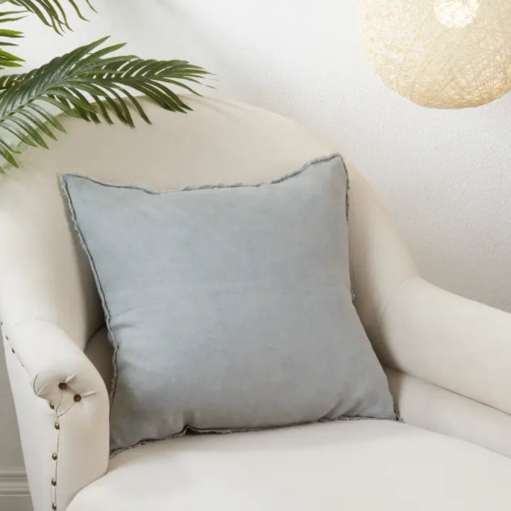 Fringed Linen Down Filled Throw Pillow