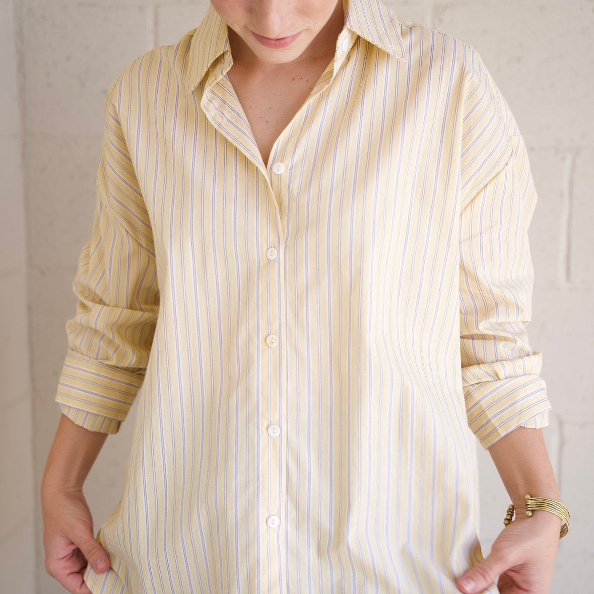 Yellow Oversized Striped Shirt