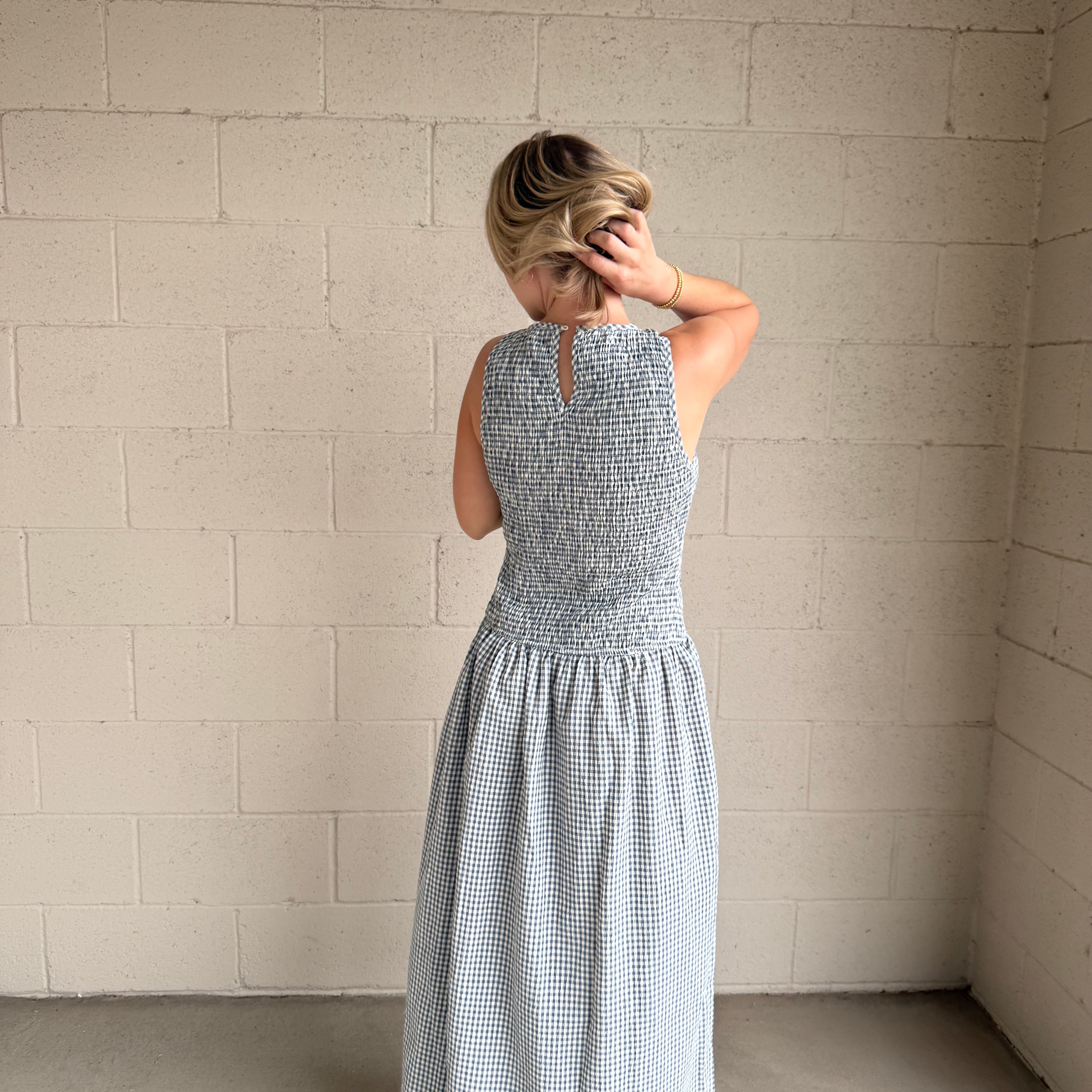 Blue Gingham Sleeveless Dress