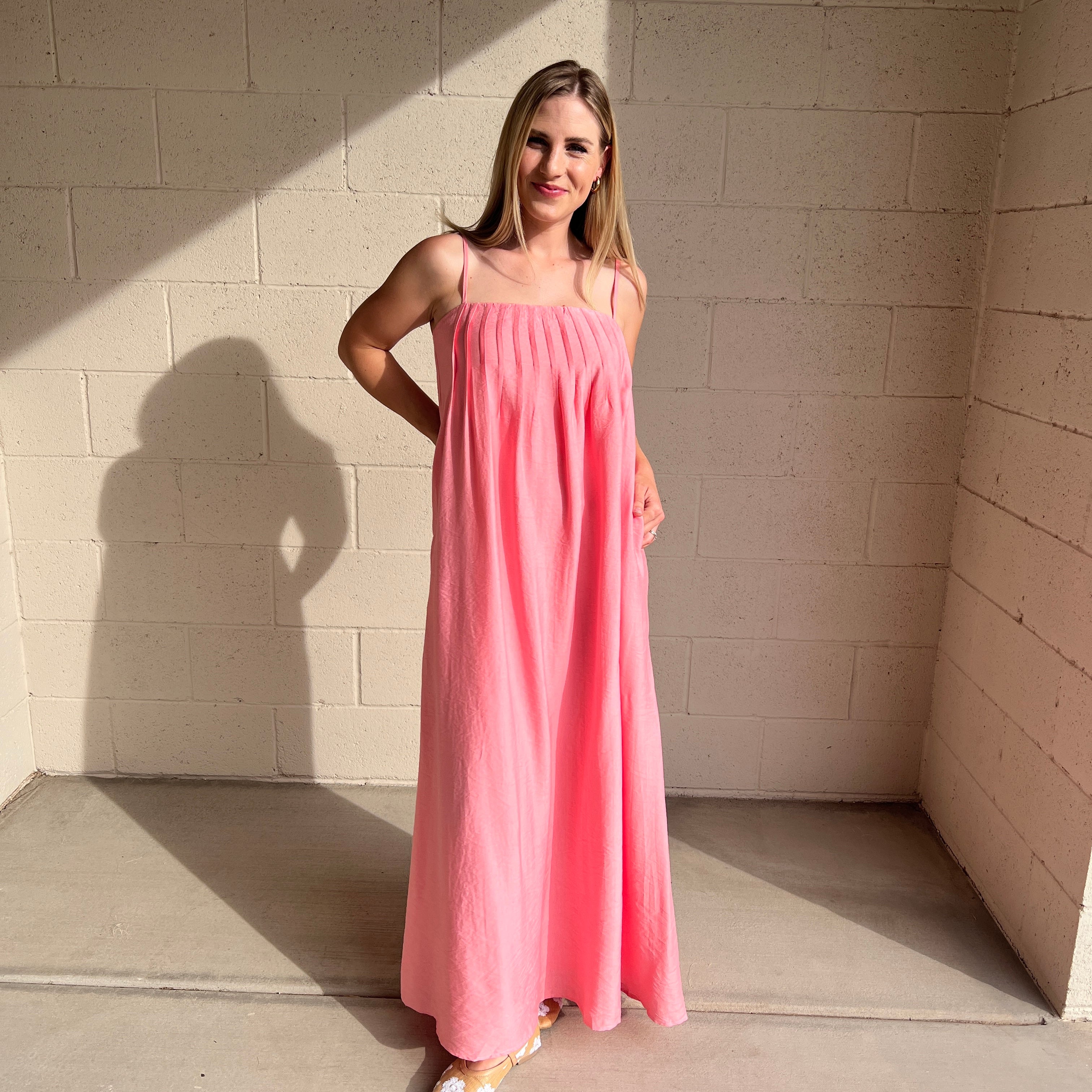 Blush Pleated Maxi Dress