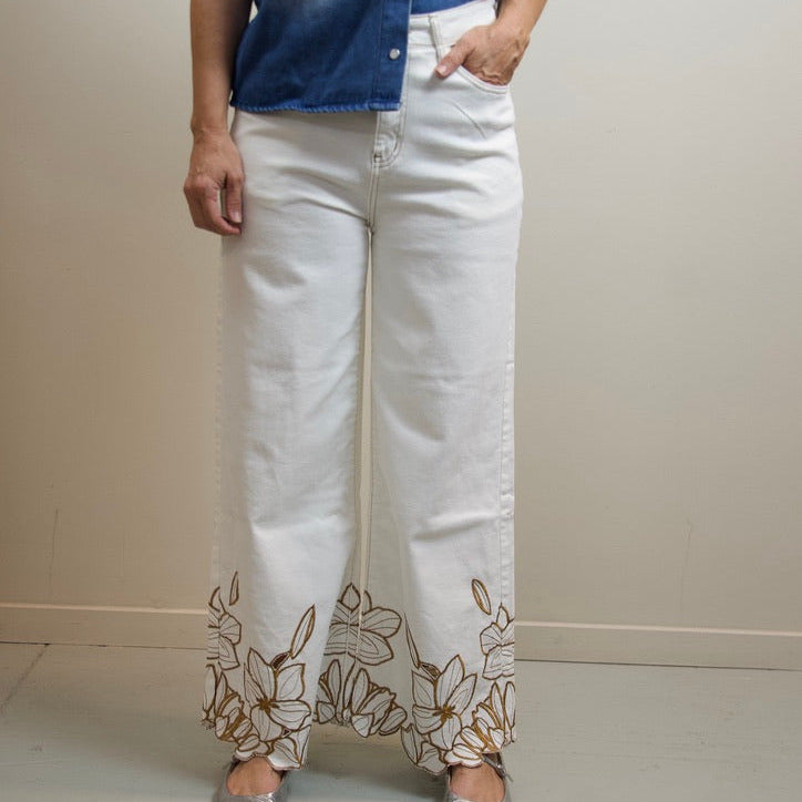 Floral Embroidered Pants