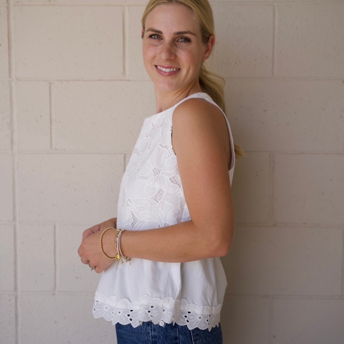 Floral Embroidered Sleeveless Top