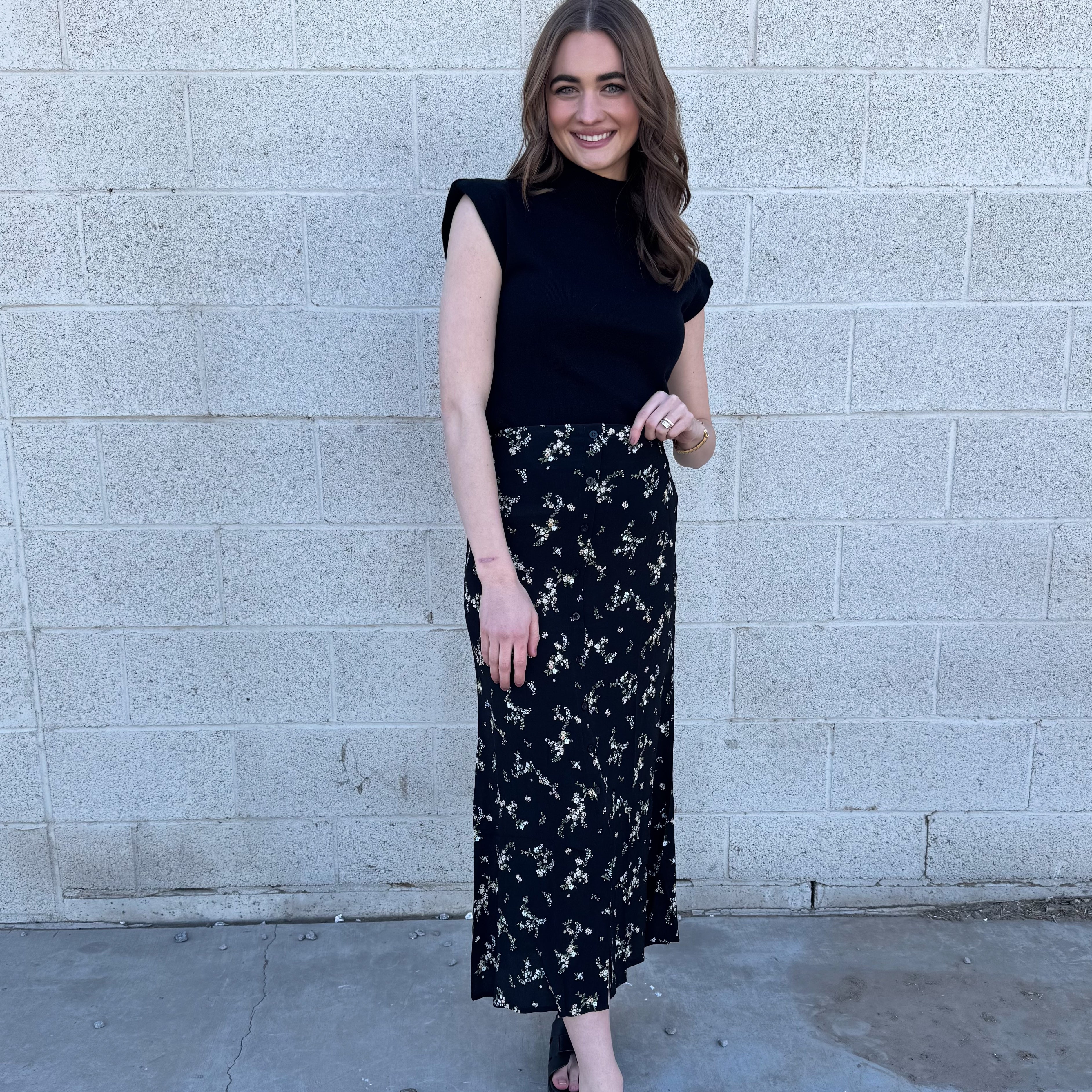 Black Floral Maxi Skirt