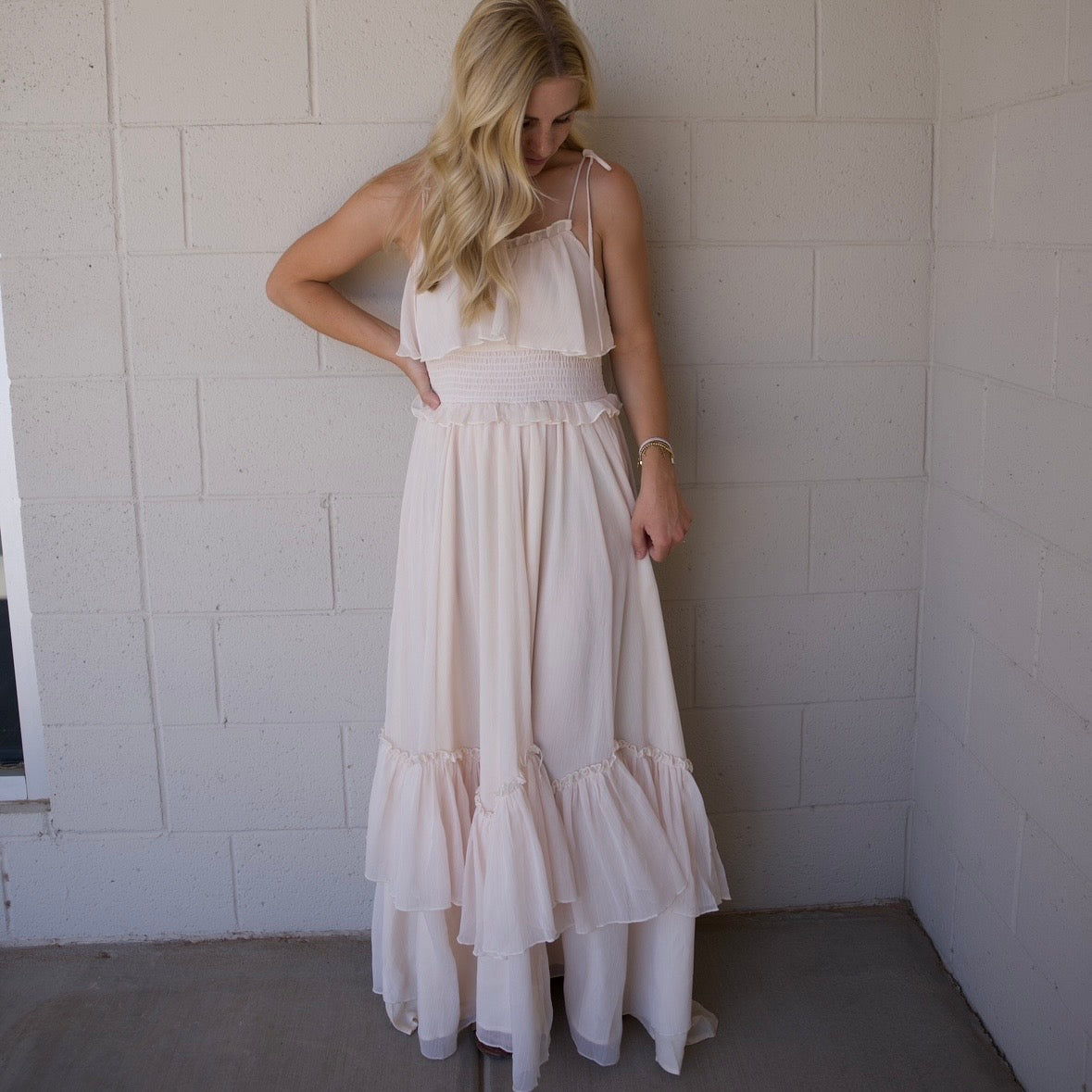 Tiered Chiffon Maxi Dress