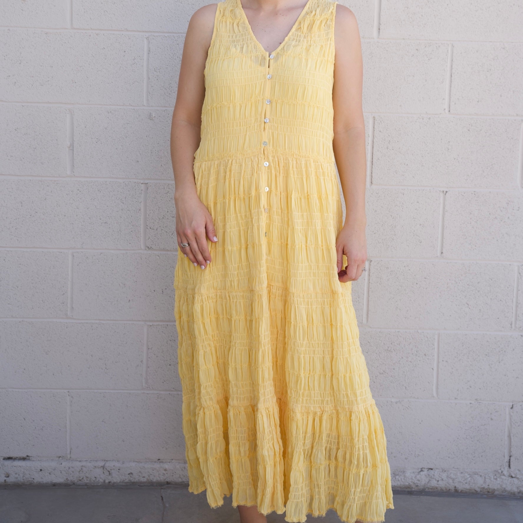 Yellow Button Down Maxi Dress