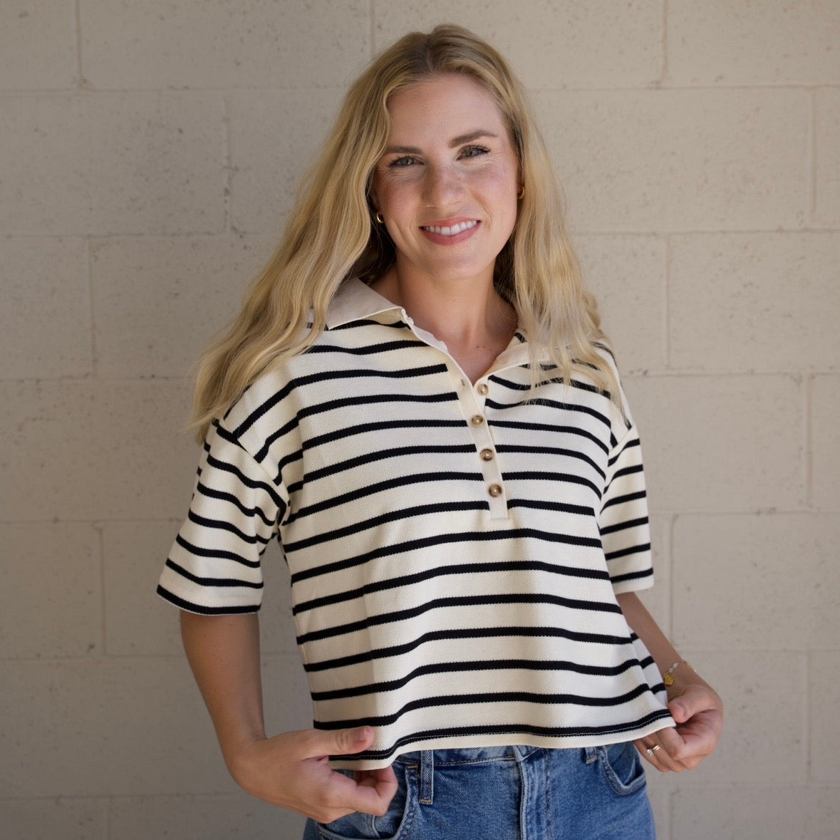 Striped Short Sleeve Polo Shirt