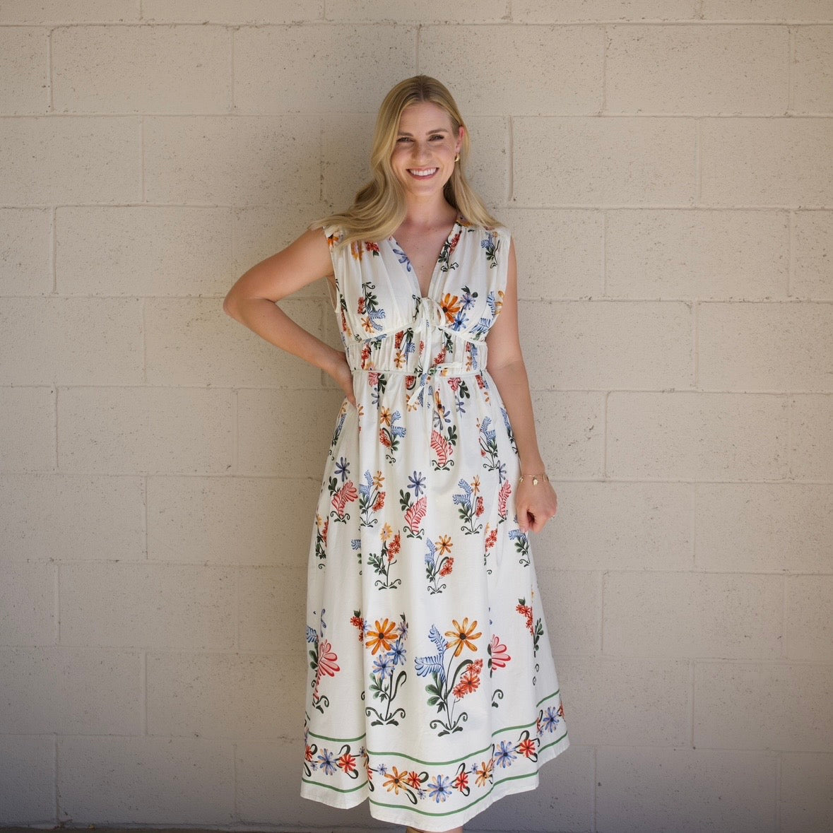 Multi Color Floral Midi Dress