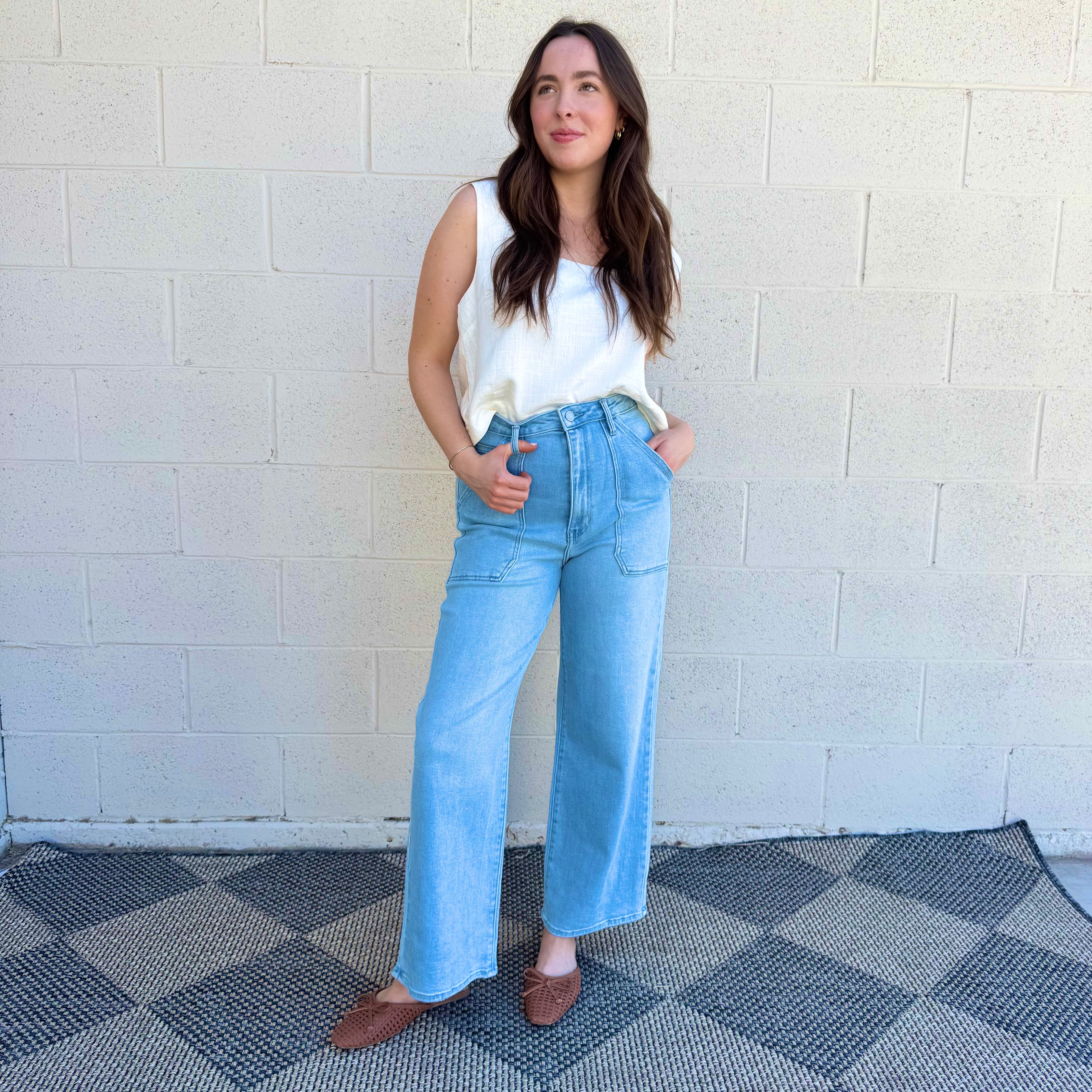 Cargo Wide Leg Light Denim