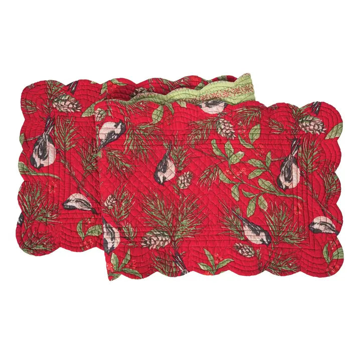 Chickadee Red Table Runner
