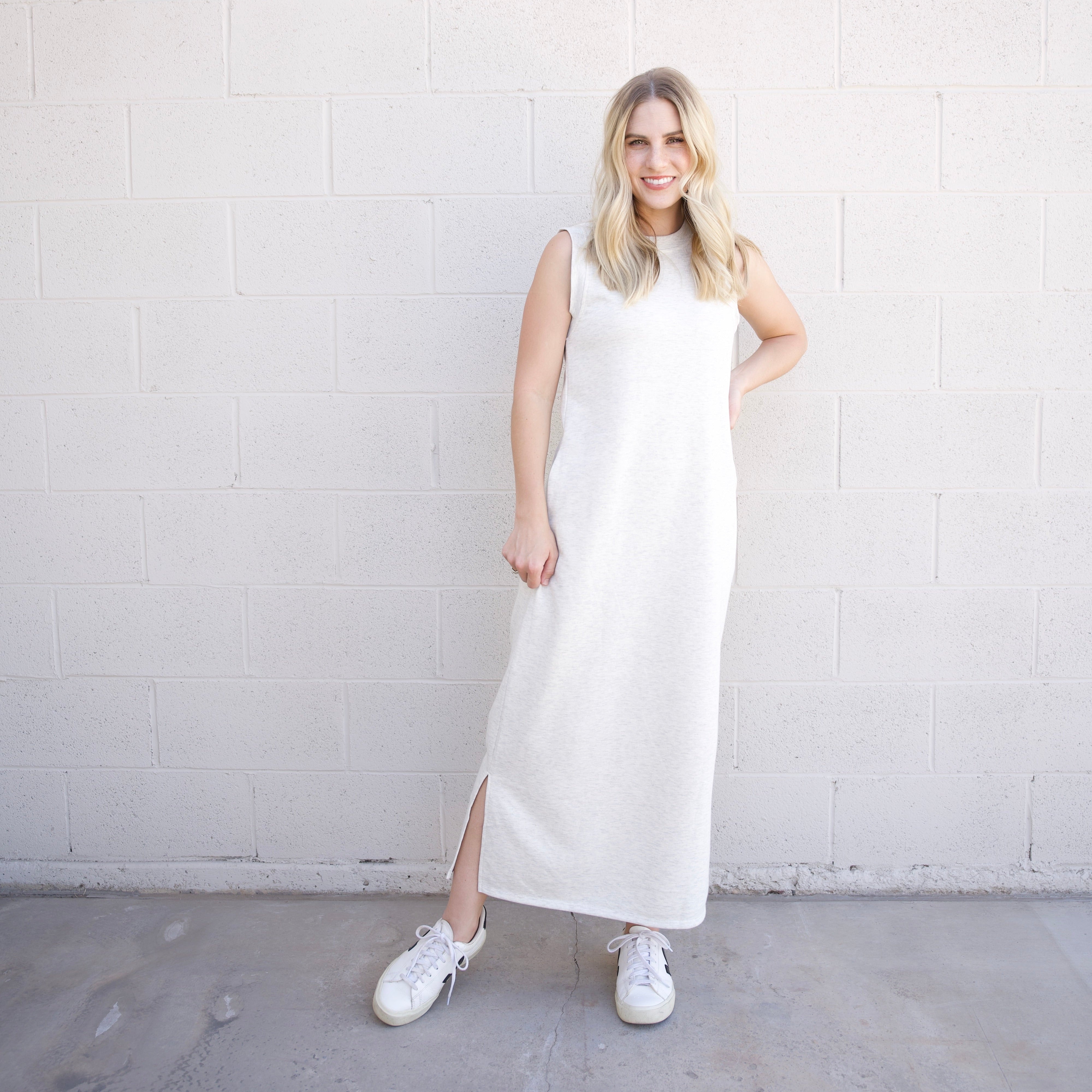 Grey Round Neck Maxi Dress