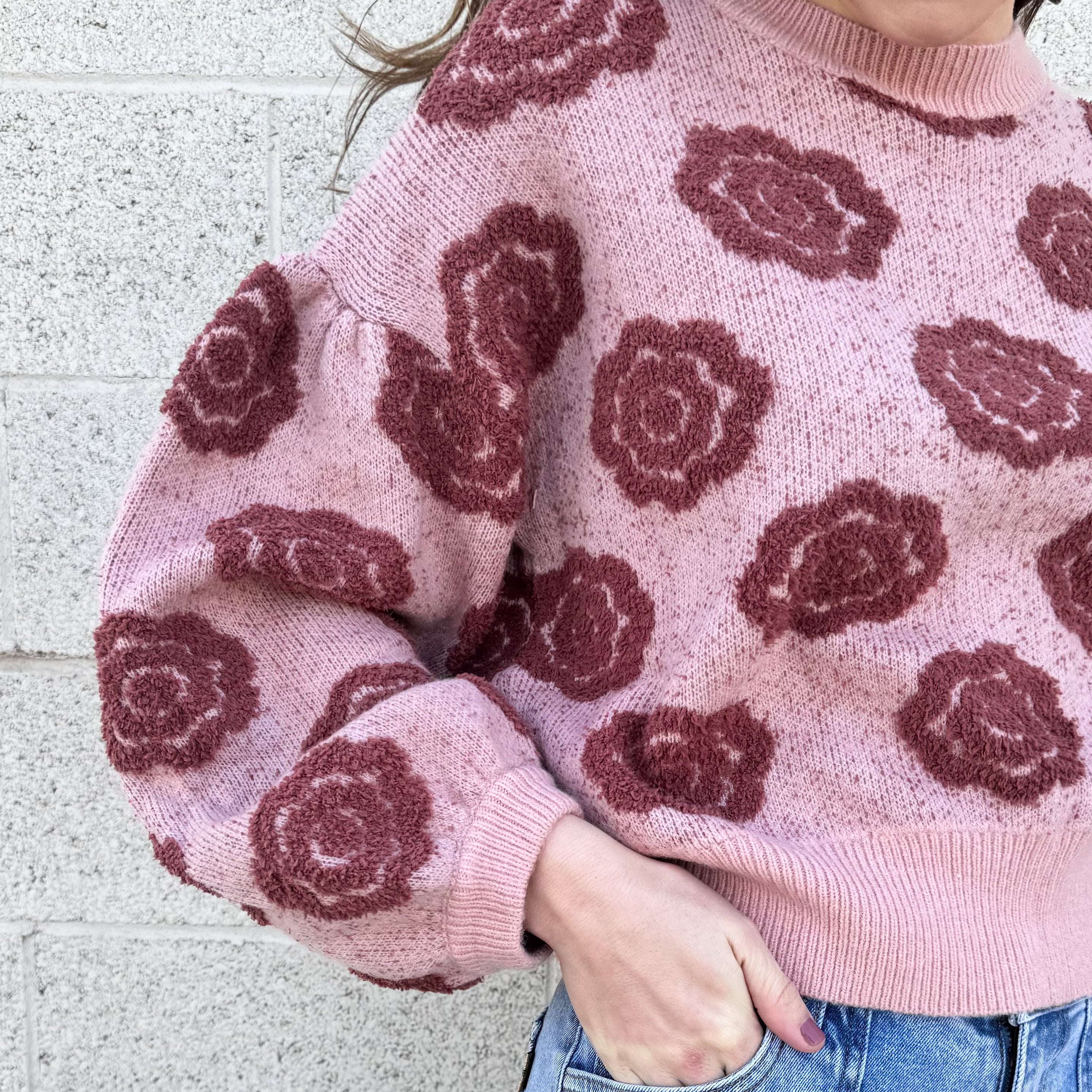 Pink and Mauve Flower Sweater