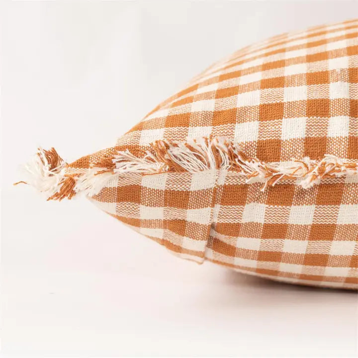 Rust and Cream Check Pillow
