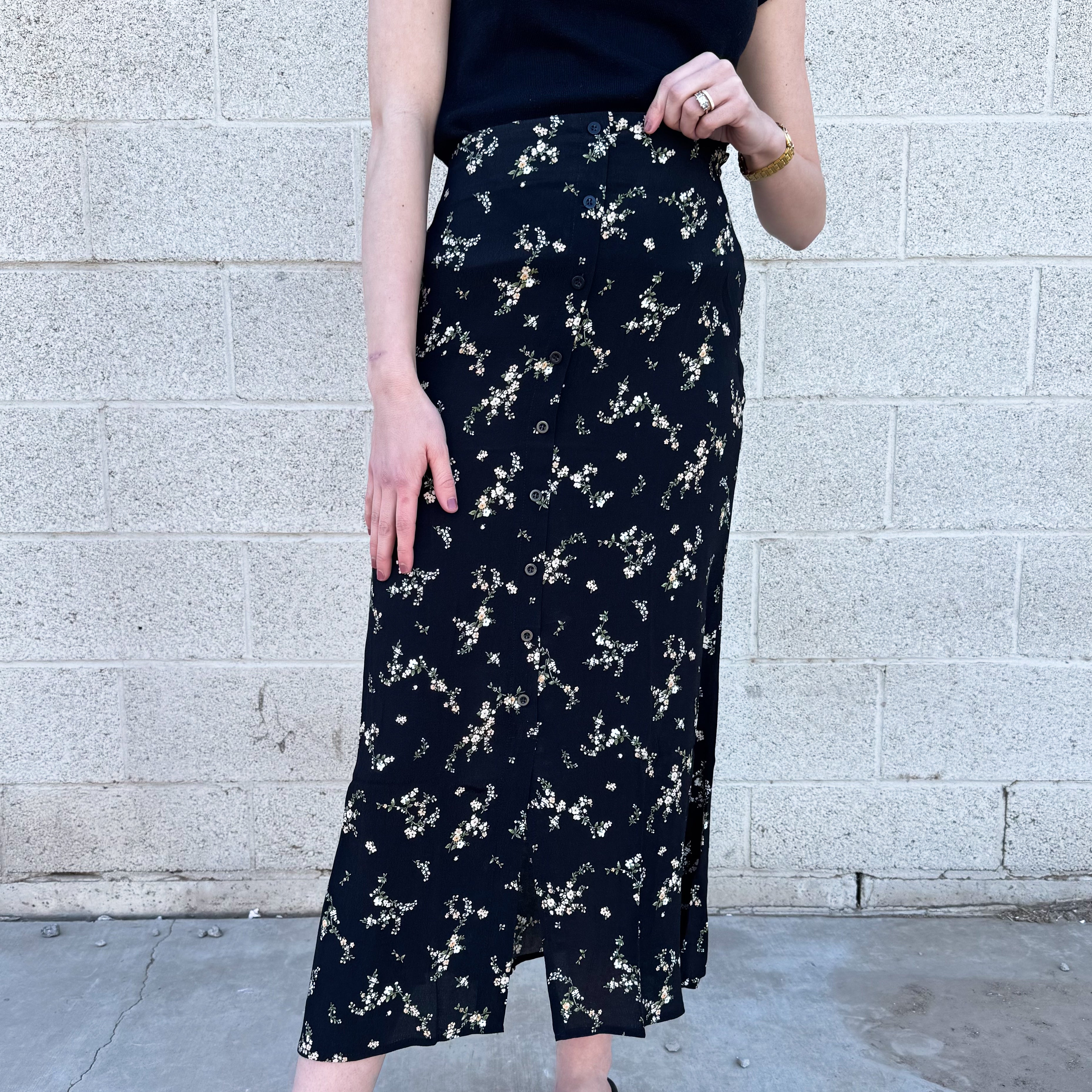 Black Floral Maxi Skirt