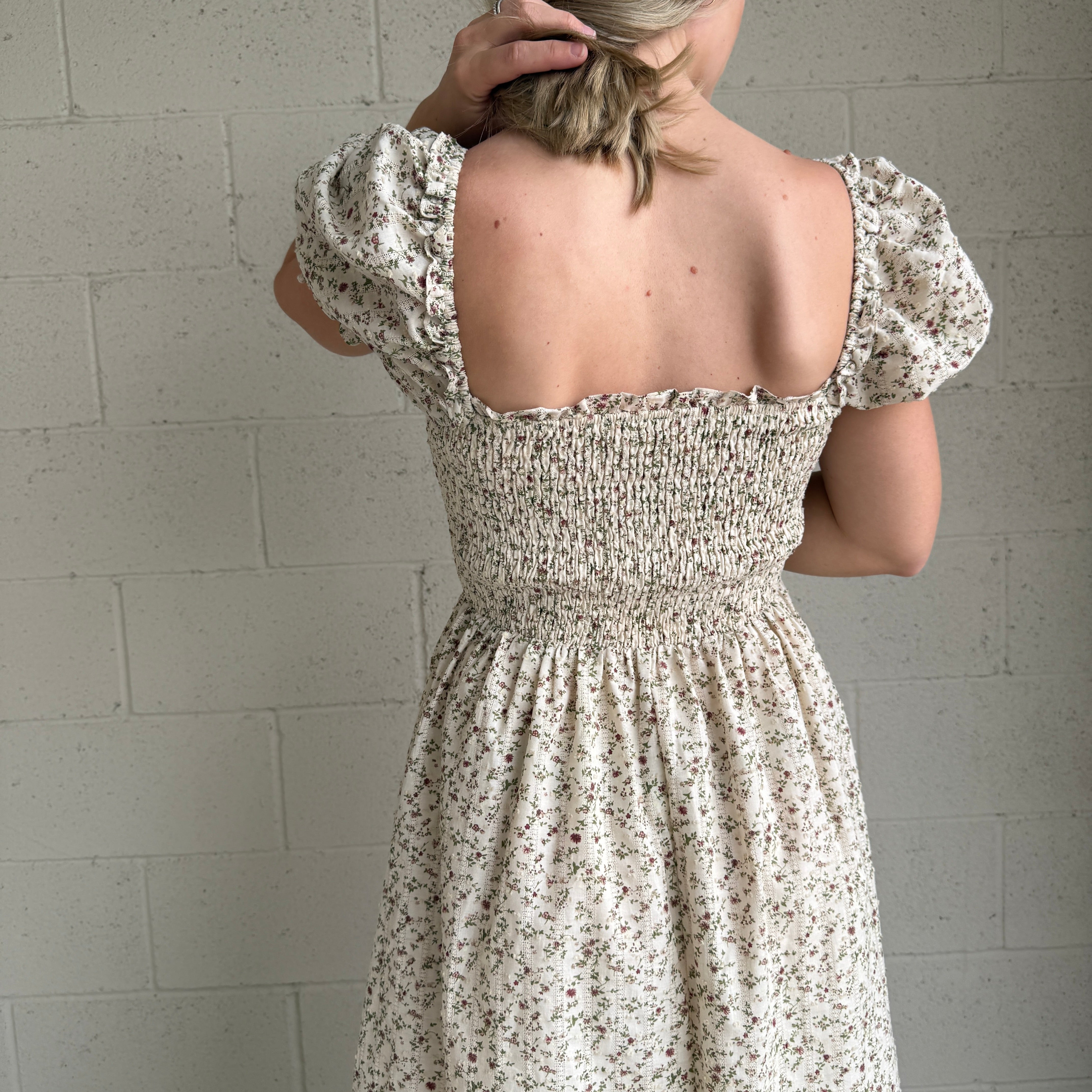 Floral Smocked Midi Dress