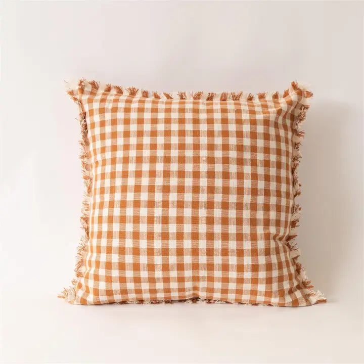 Rust and Cream Check Pillow