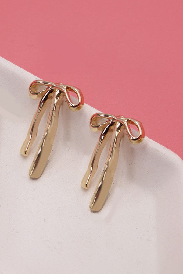 Long Bow Stud Earrings