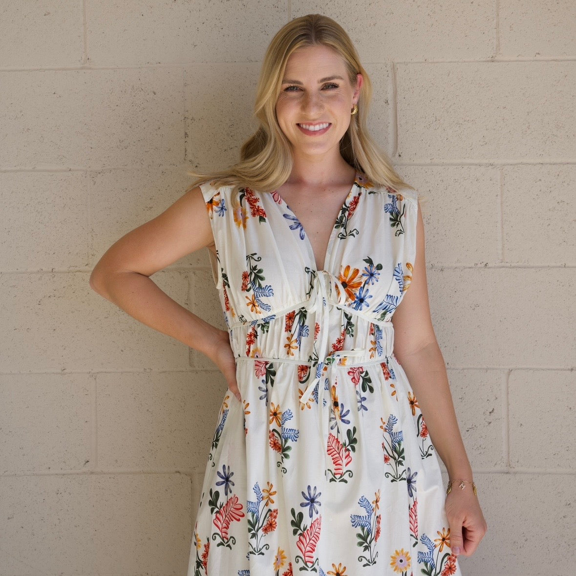 Multi Color Floral Midi Dress
