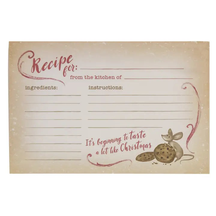 Mouse Christmas Recipe Cards – Set of 24