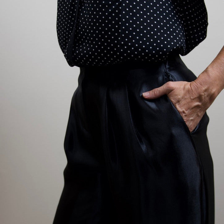 Black High-Waist Pleated Pants