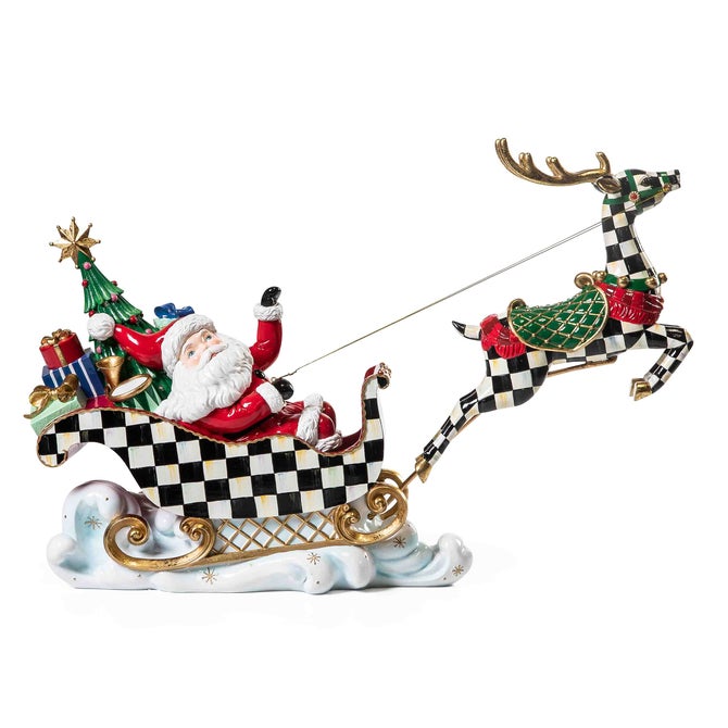 Granny Kitsch Illuminated Sleigh Ride Santa