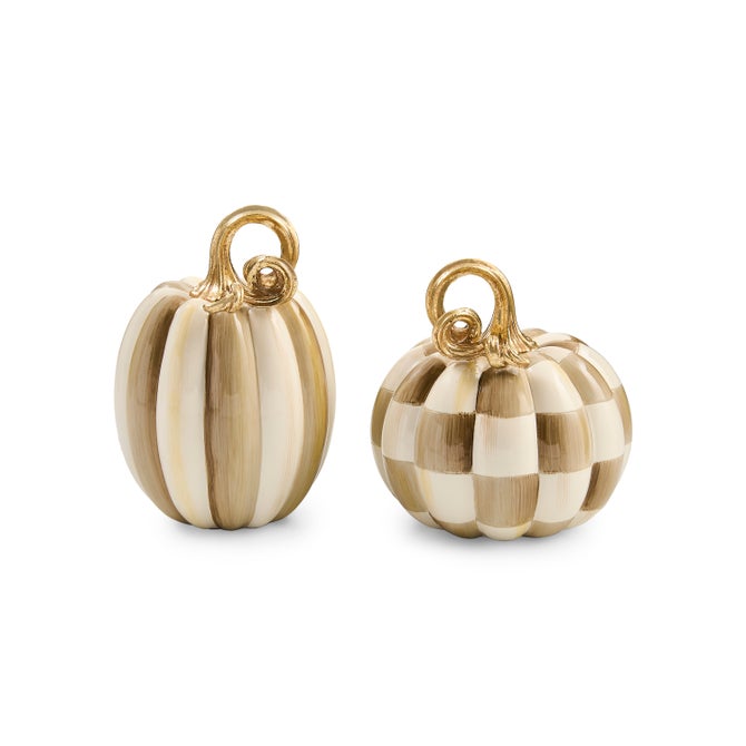 Mocha Check and Stripe Petite Pumpkins