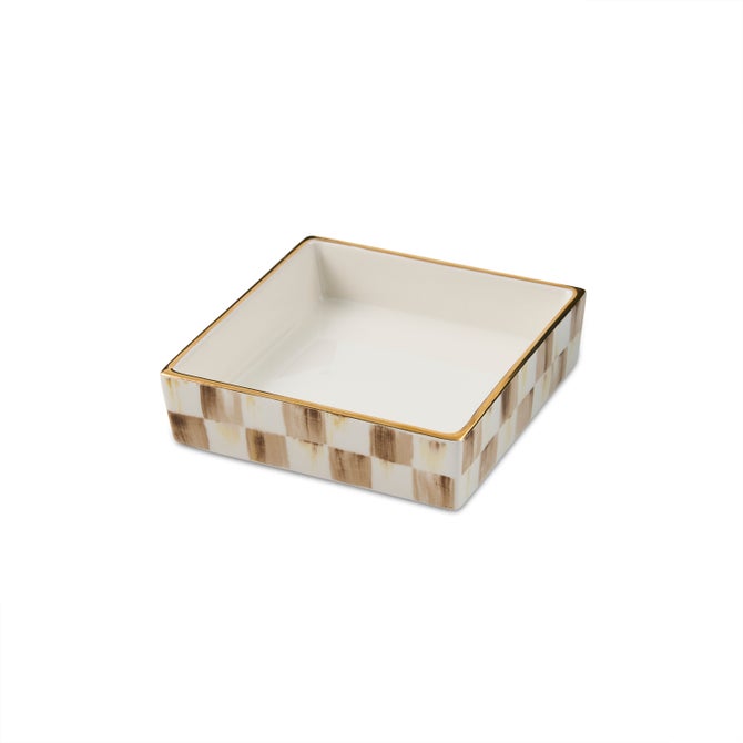 Mocha Check Cocktail Napkin Holder