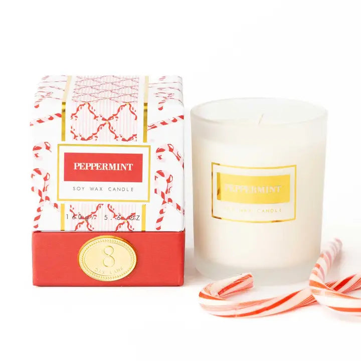 Peppermint Candy Cane Soy Wax Candle
