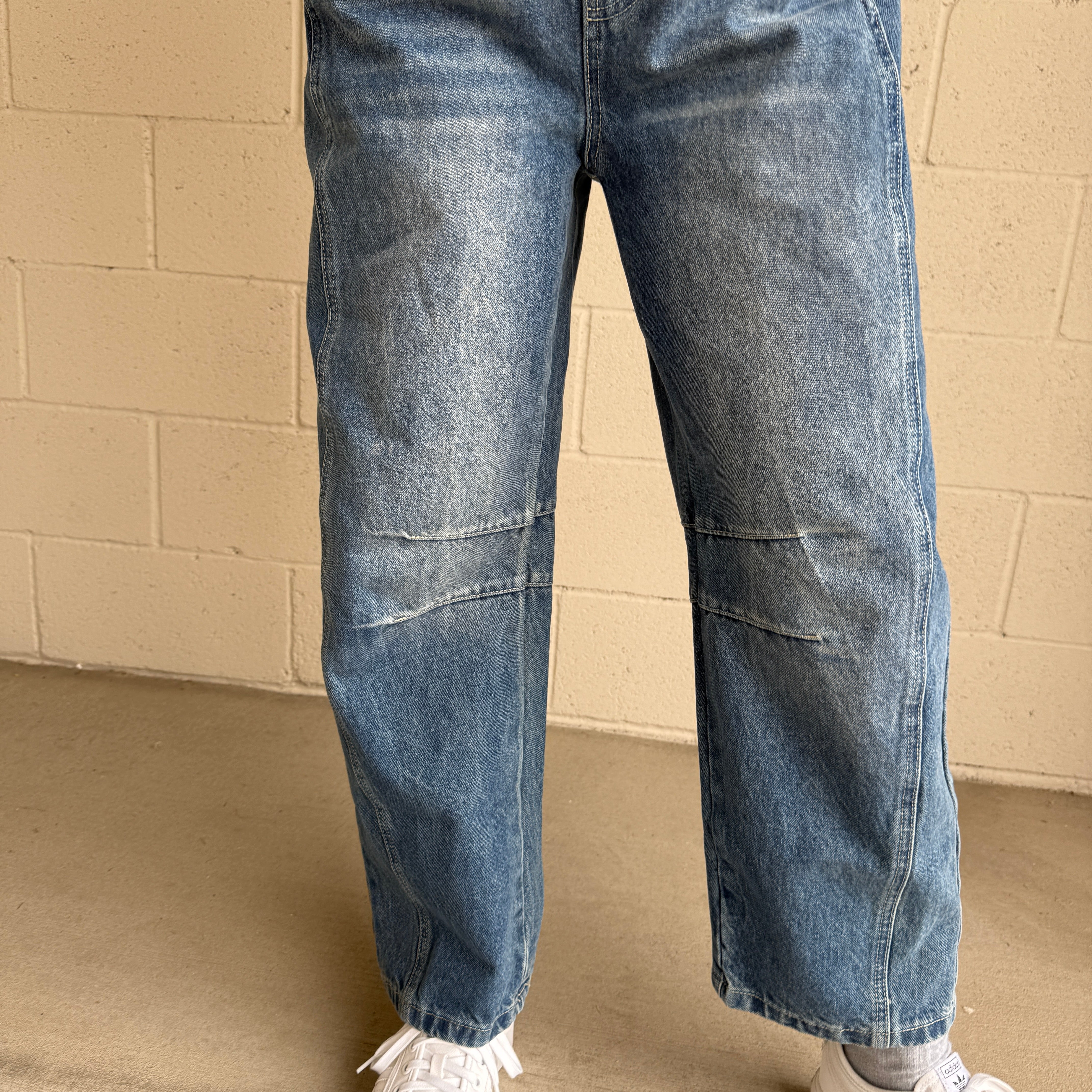 Denim Slouchy Barrel Overalls