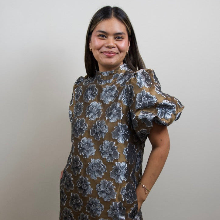 Floral Jacquard Mini Dress