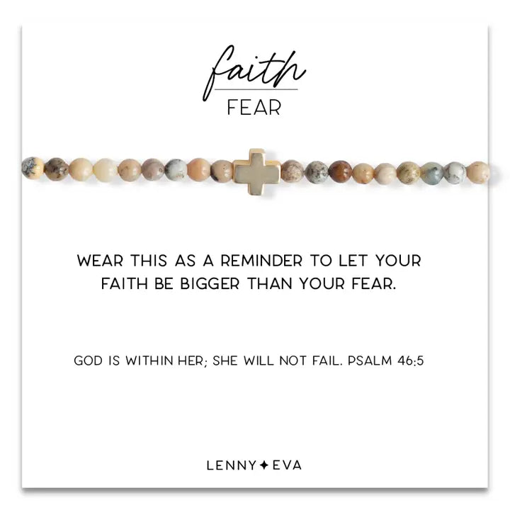 Faith Over Fear Bracelet with Cross