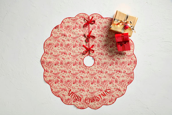 Toile Scalloped Tree Skirt