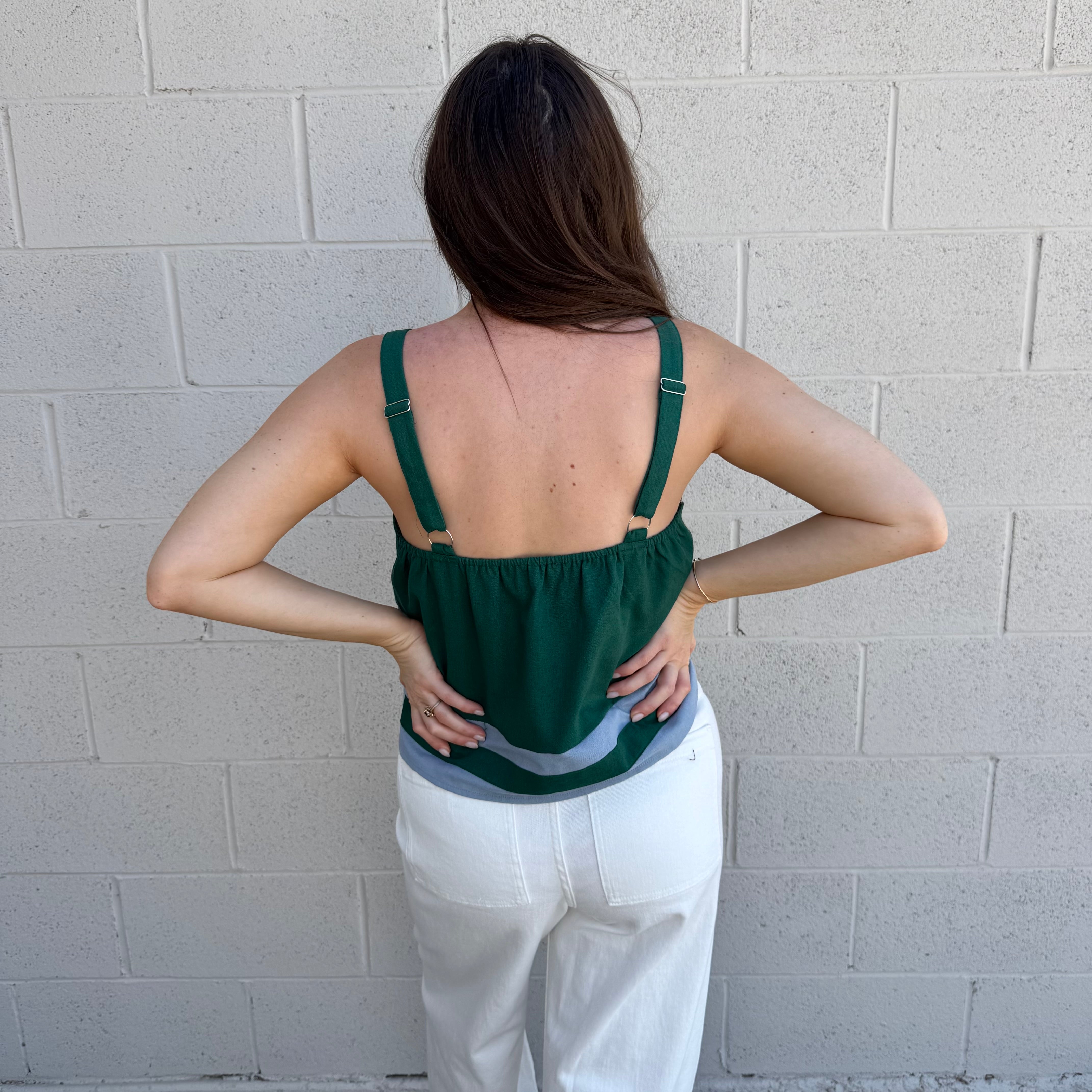 Green and Blue Contrast Top