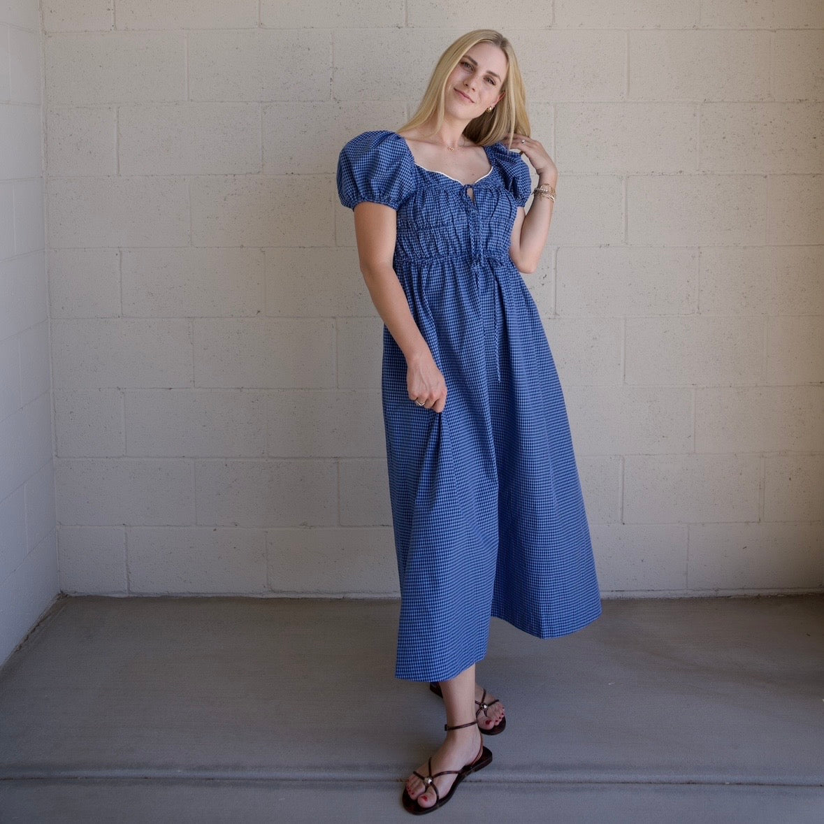 Puff Sleeve Midi Dress