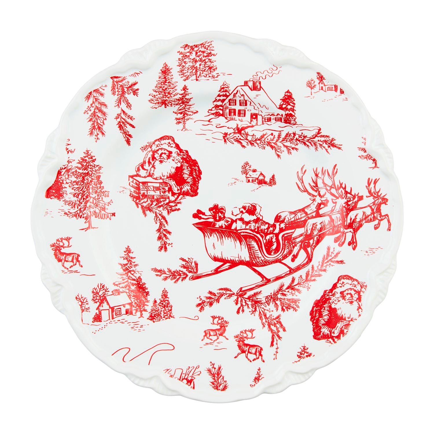 Christmas Toile Dessert Plate