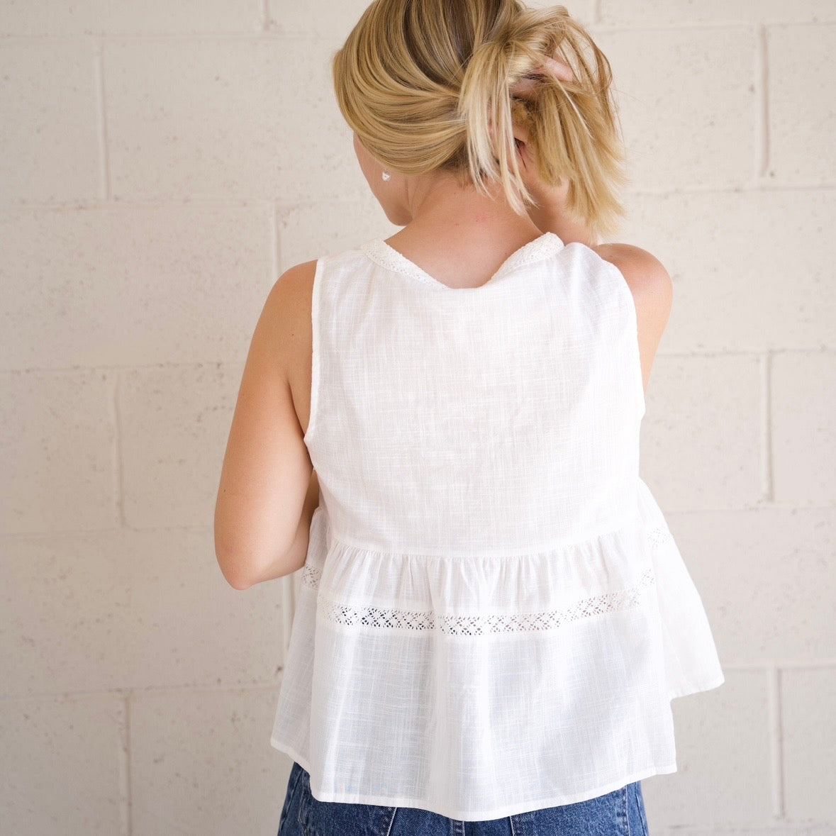 Embroidered Floral Tie-Front Top