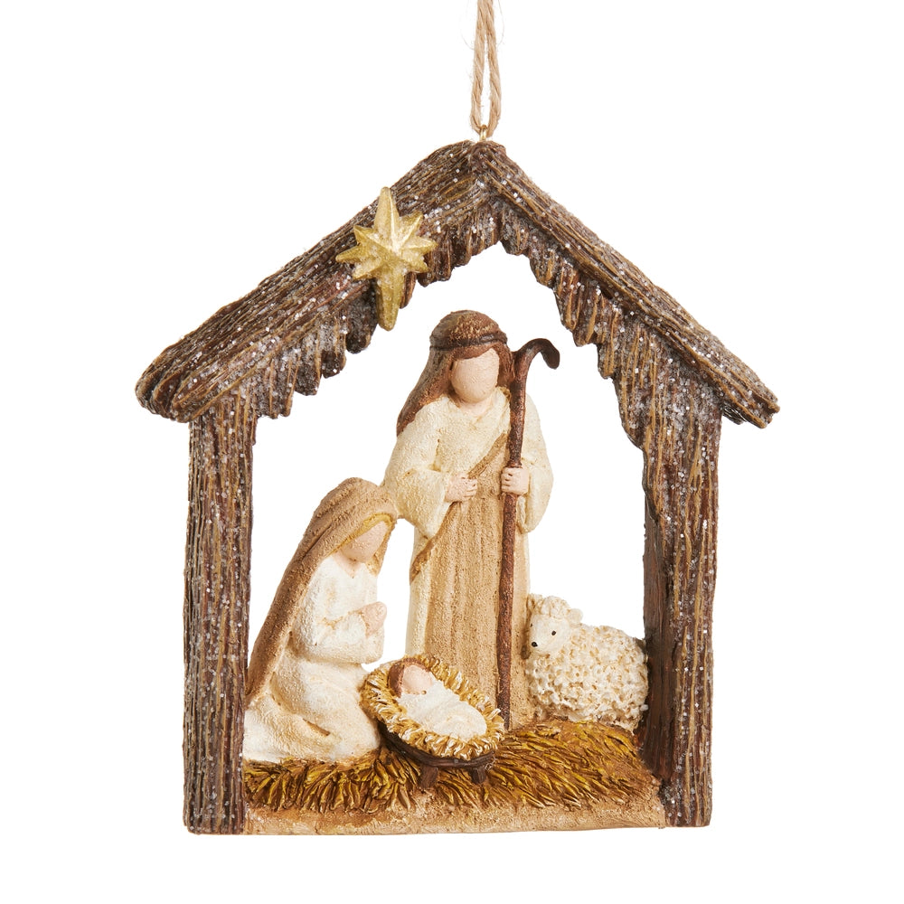 4.5" Brown Holy Family Ornament