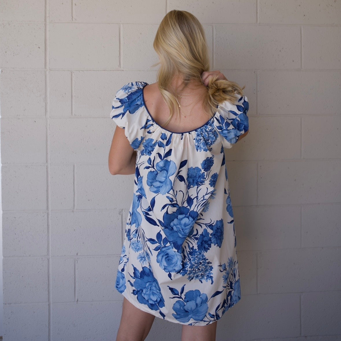 Blue Bloom Mini Dress