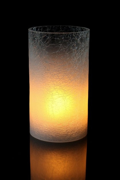 Small White Crackle Glass Cylinder