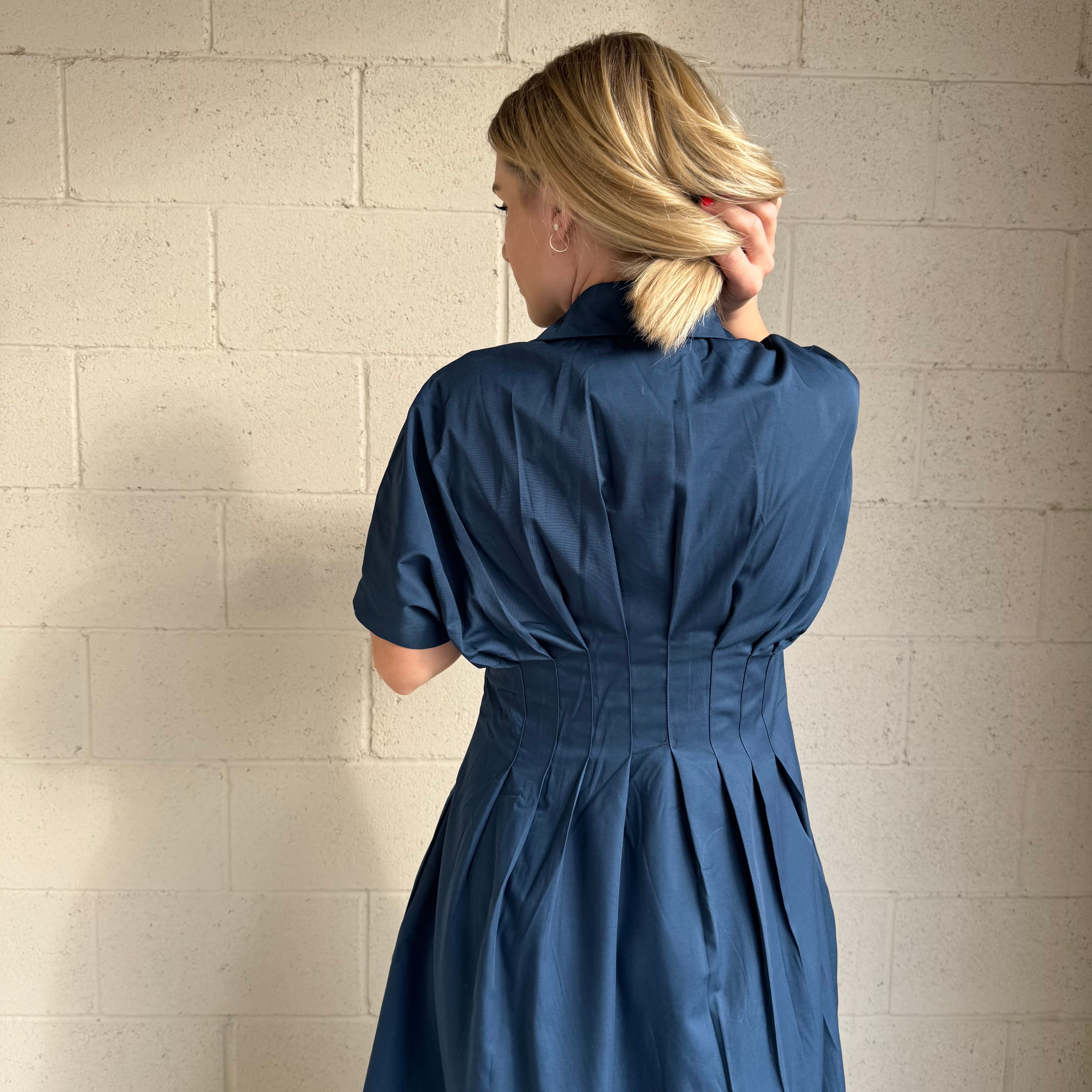 Navy Button Down Maxi Dress