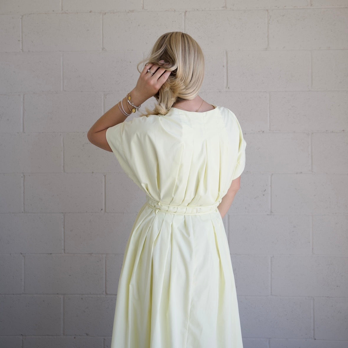 Pleated Detail Belted Maxi Dress