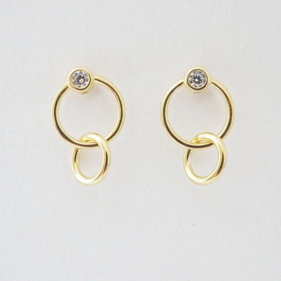 Tansy Crystal Link Earrings | Gold