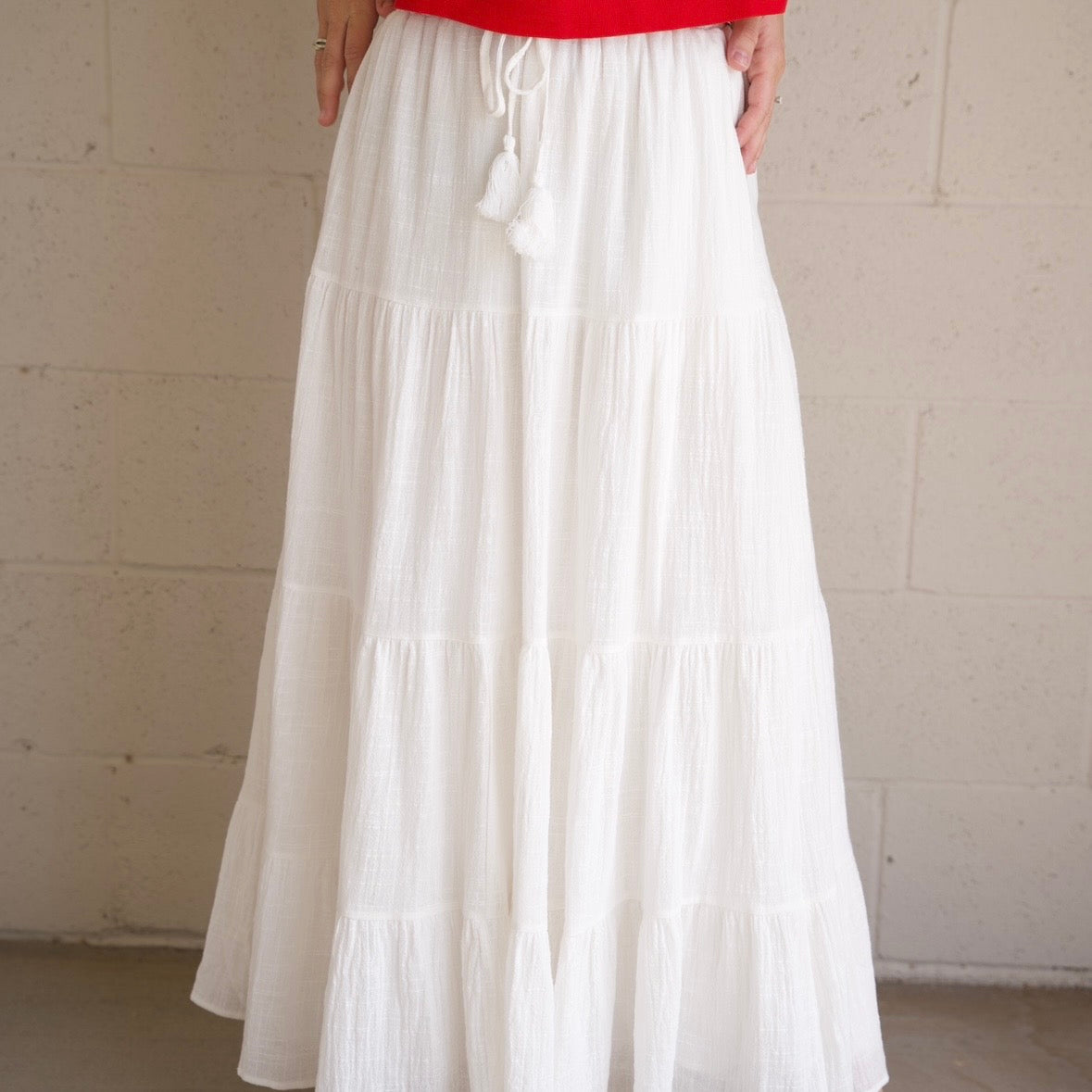 White Tiered Gauze Skirt