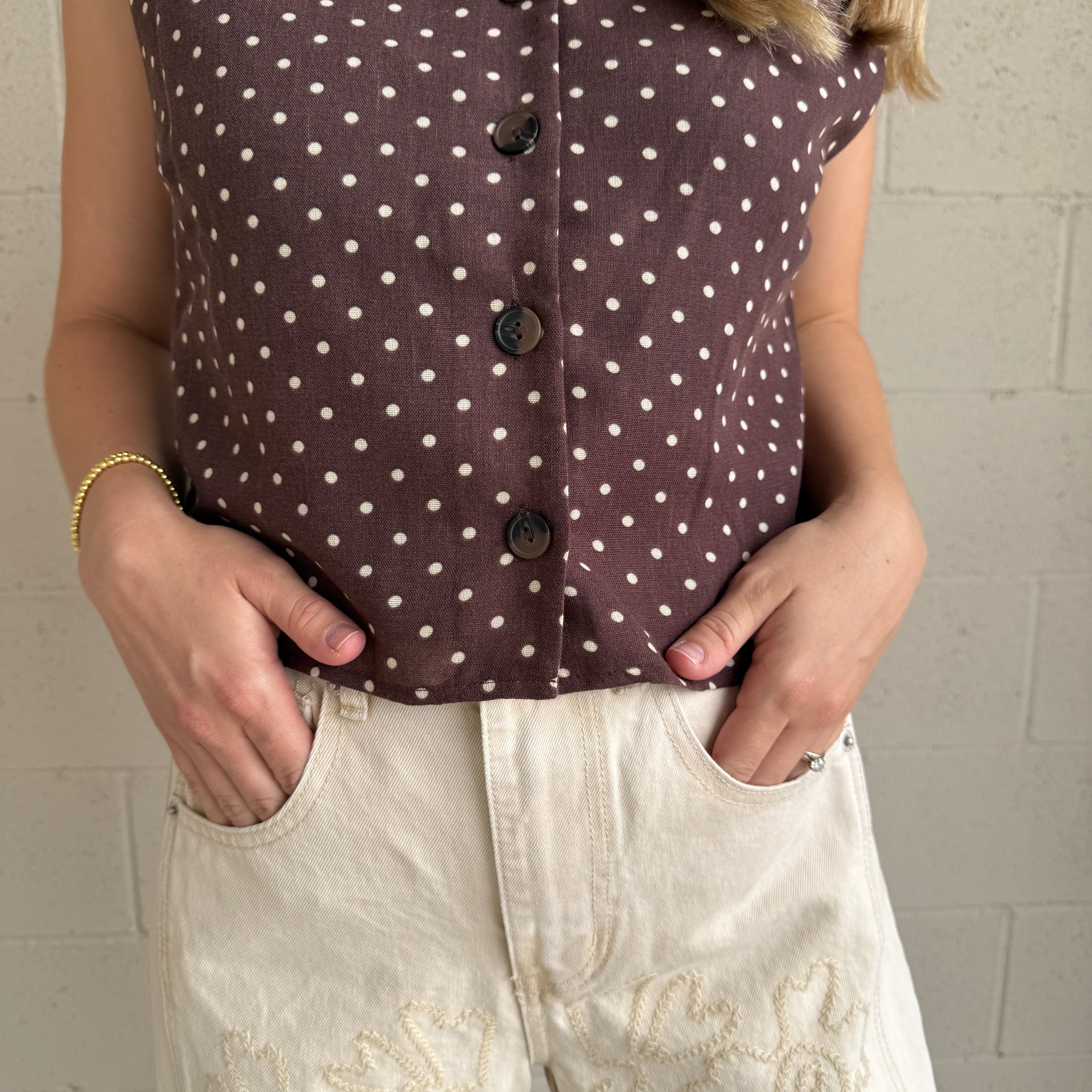 Brown Polka Dot Top