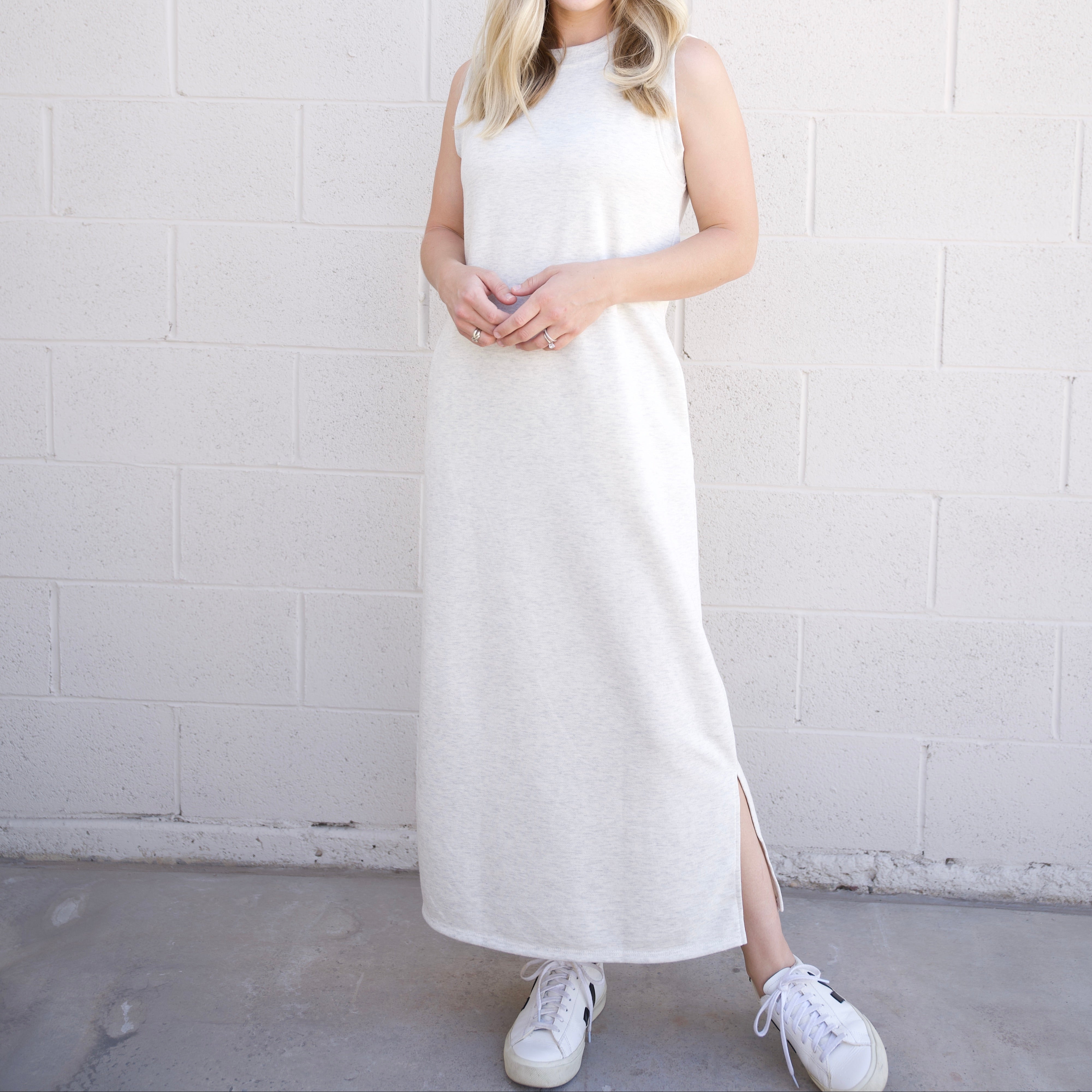 Grey Round Neck Maxi Dress