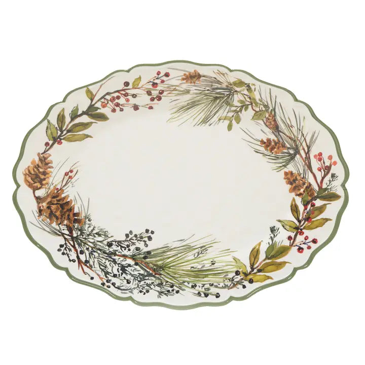 Winters Forest Christmas Melamine Oval Platter
